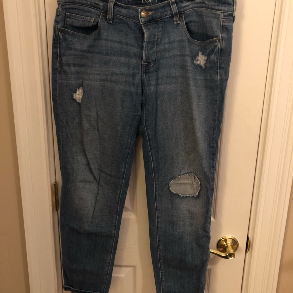 Loft mid rise boyfriend jeans with button fly